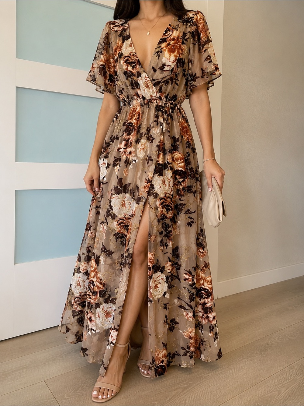 Baltic Born Floral Velvet Burnout Maxi Dress – XS – NWT